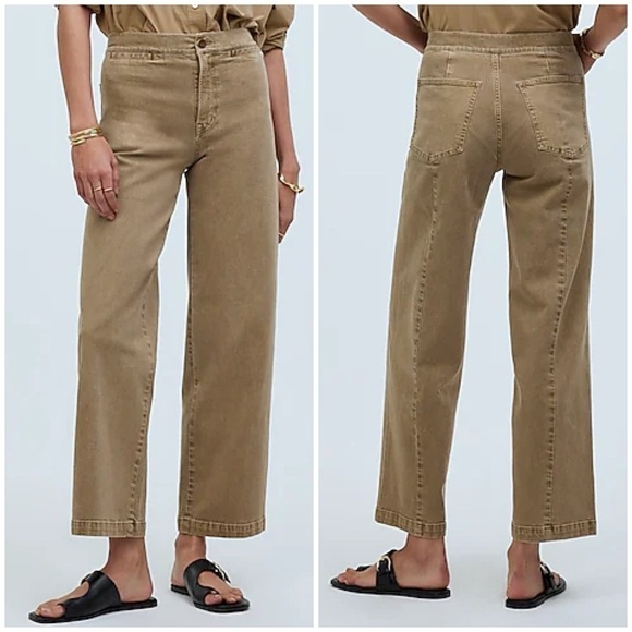 Madewell Pants - Madewell The Emmett Wide-Leg Crop Pant: Welt Pocket Edition Drill Khaki Size 33P